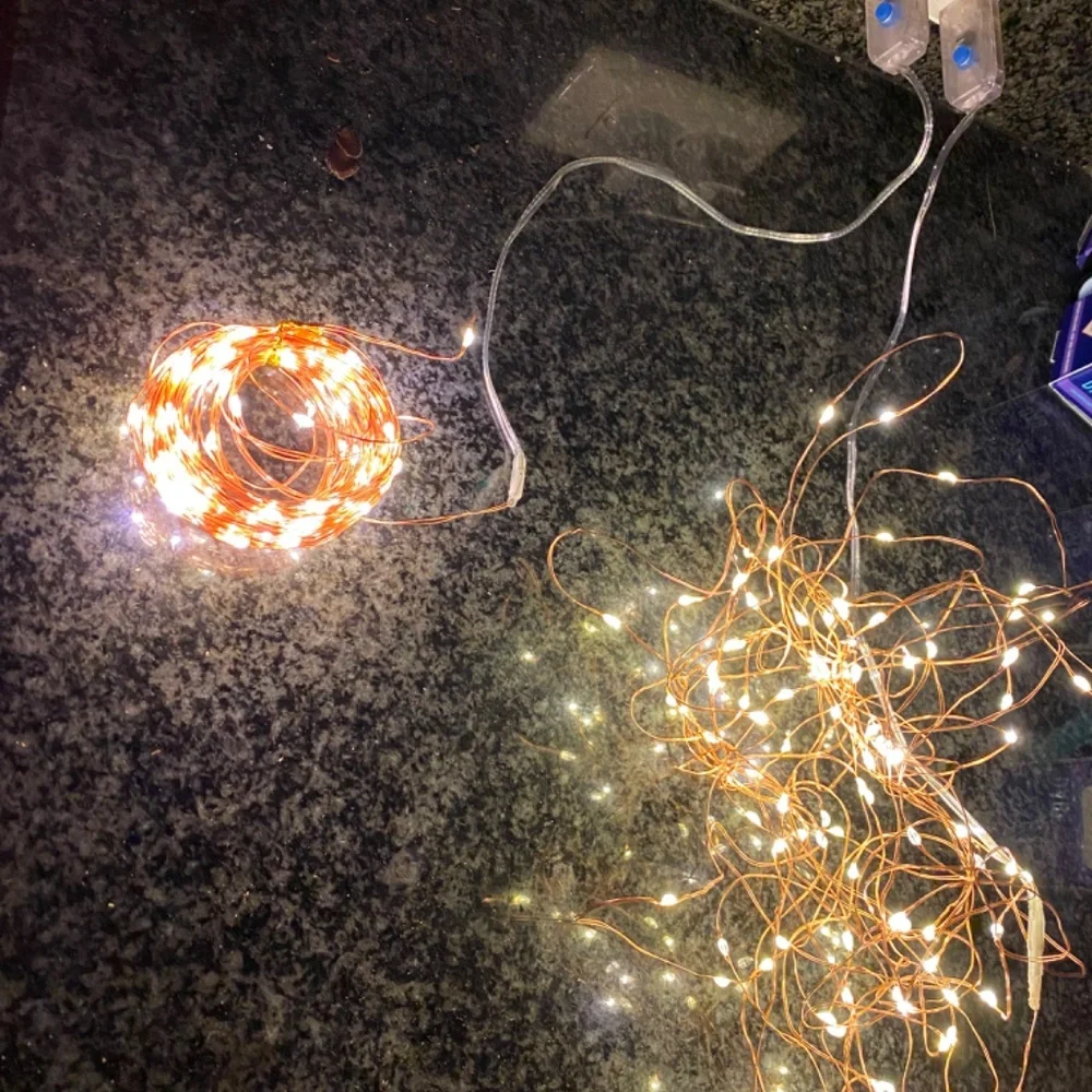 33’ long 100 bulb warm light LED USB string lights Copper wire Twinkle lights